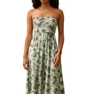 Philosophy Green Tie Dye Strapless Jersey Knit Maxi Dress Size S Summer Casual